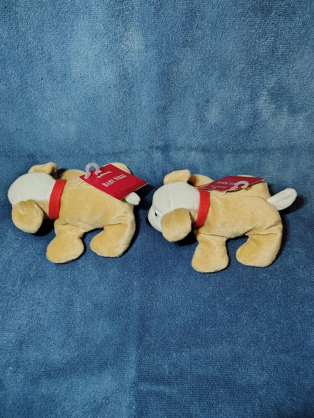 Hallmark Plush Puppy Dog Toys - Cream and White with Red Collar